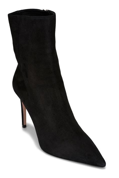 prada black suede booties|Prada pointed toe ankle boots.